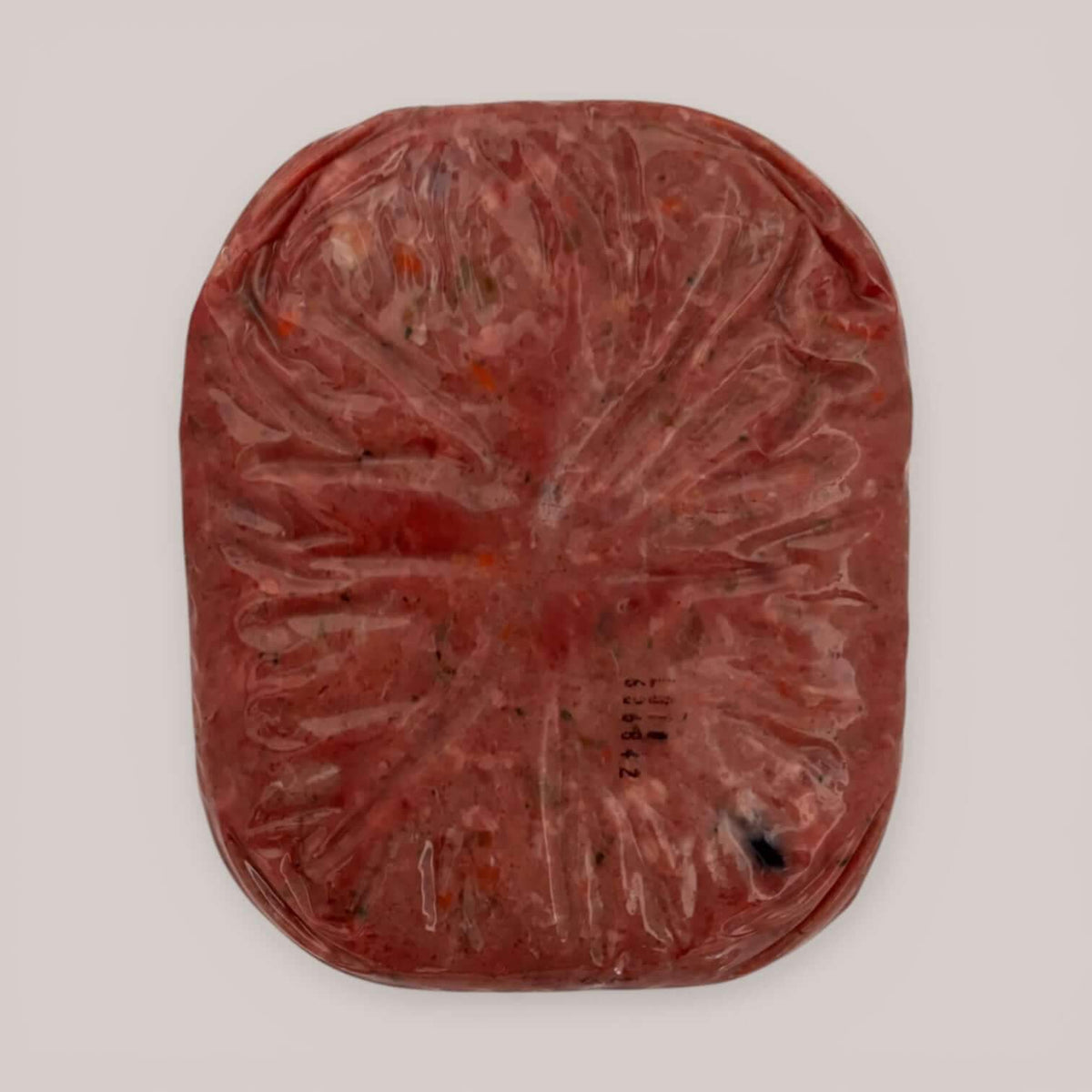 Carnevore Mountain raw dog food packaging back view on a white background