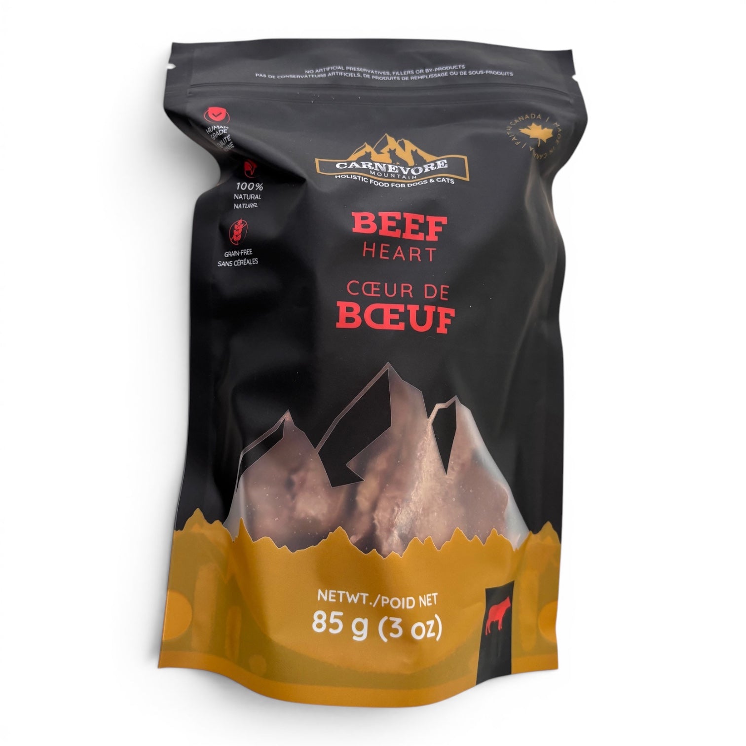 Beef heart freeze dried treat for dogs and cat