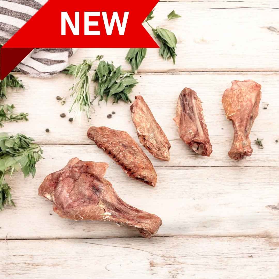 Photo of Carnevore Mountain freeze dried raw duck wings made from Wild Meadows Farm pasture raised ducks from right here in Ontario. 