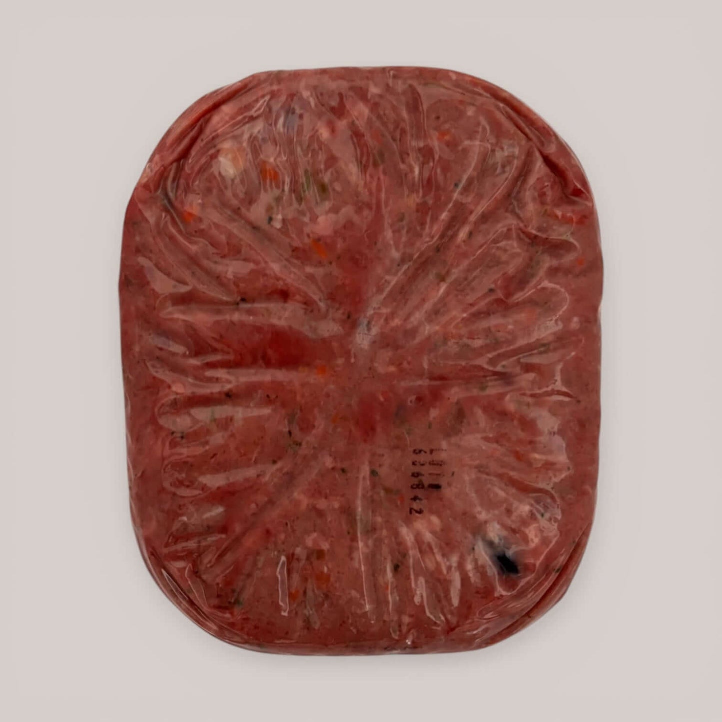 Carnevore Mountain raw dog food packaging back view on a white background