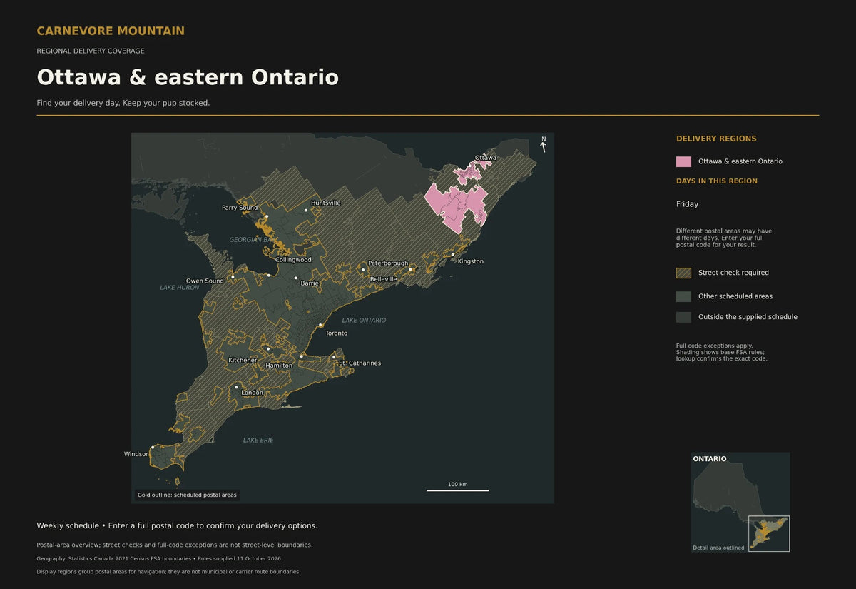 Map of Carnevore Mountain delivery in Ottawa and eastern Ontario