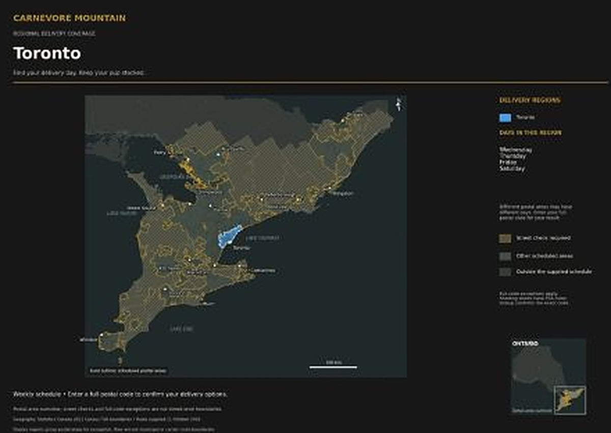Map of Carnevore Mountain delivery in Toronto